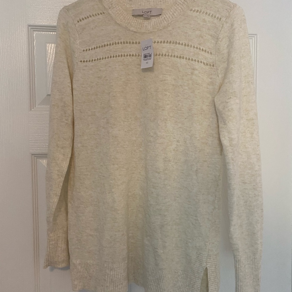 Loft new with tags loft tunic cream sweater size XS